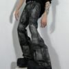 Custom Washed Zip Detail Flare Jeans - Style 085780 - product detail view 10