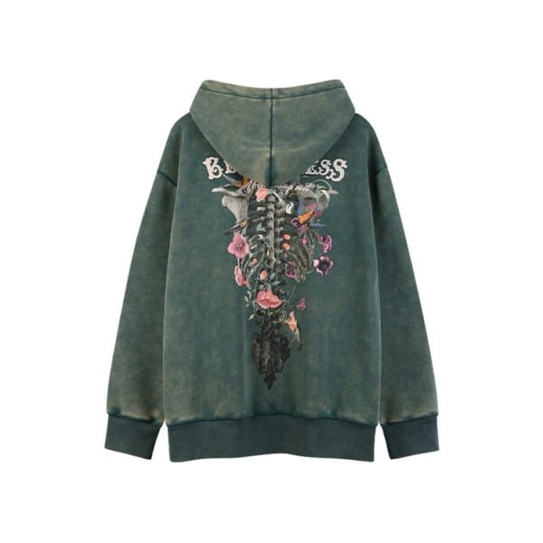 Custom Washed Floral Back Graphic Pullover Hoodie - Style B30A63 - product detail view 2 Custom Washed Floral Back Graphic Pullover Hoodie - Style B30A63 - product detail view 2