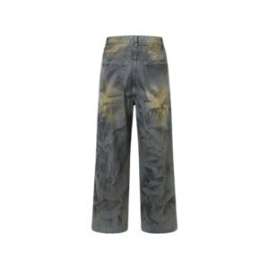 Washed gradient straight-leg cargo pants with distressed detailing