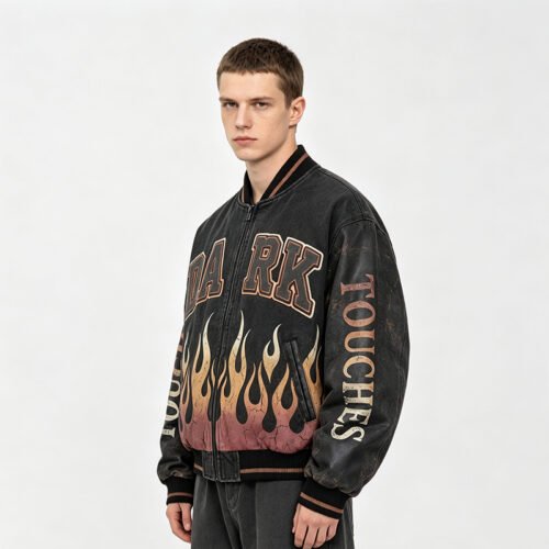 Custom Washed Graphic Bomber Jacket 710-15 - Style D1F2F5