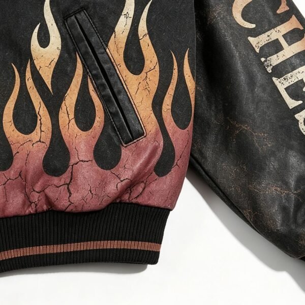 Custom Washed Graphic Bomber Jacket 710-15 - Style D1F2F5 - product detail view 3