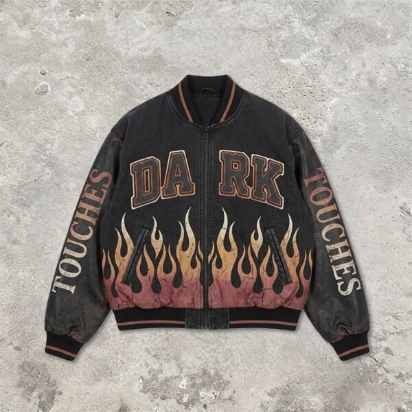Custom Washed Graphic Bomber Jacket 710-15 - Style D1F2F5 - product detail view 4
