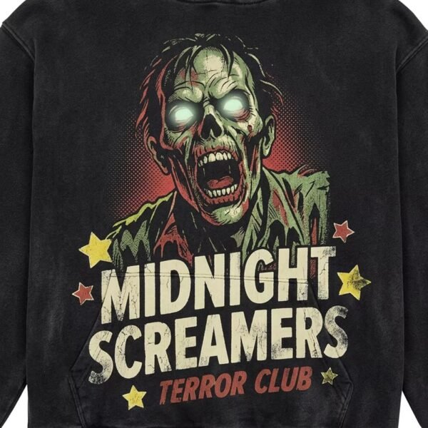Custom Washed Distressed Horror Graphic Pullover Hoodie - Style 93E03B Custom Washed Distressed Horror Graphic Pullover Hoodie - Style 93E03B