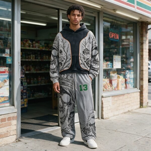 Custom Washed Graphic Hoodie and Sweatpant Set 71A525 - Style 71A525 - product detail view 5