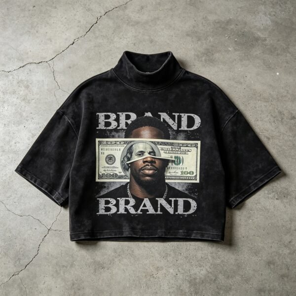 Custom Washed Graphic Mock Neck Tee - Style 619CED Custom Washed Graphic Mock Neck Tee - Style 619CED