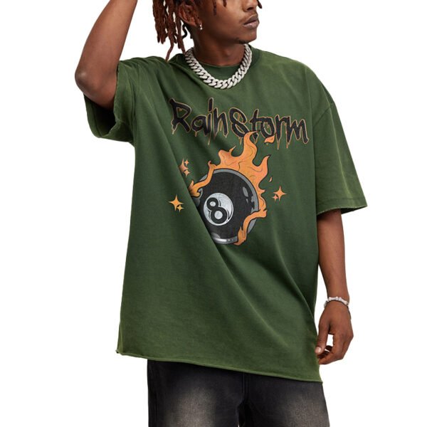 Custom Washed Flame Graphic Oversized T-Shirt | VW-CB84 - Style CB84F9 Custom Washed Flame Graphic Oversized T-Shirt | VW-CB84 - Style CB84F9