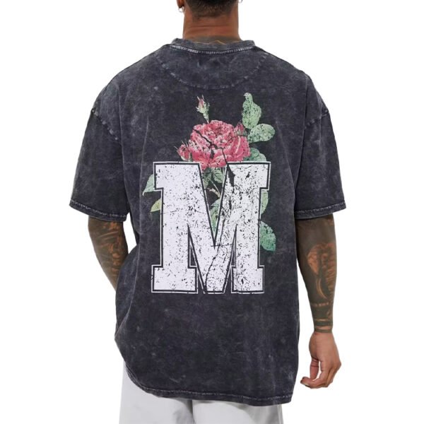 Custom Washed Oversized Floral Letter Graphic T-Shirt - Style 72423E - product detail view 4 Custom Washed Oversized Floral Letter Graphic T-Shirt - Style 72423E - product detail view 4