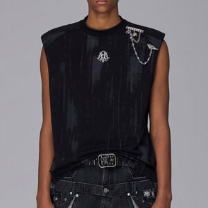 Custom Washed Graphic Shoulder-Pad Tank Top - Style 94EE91