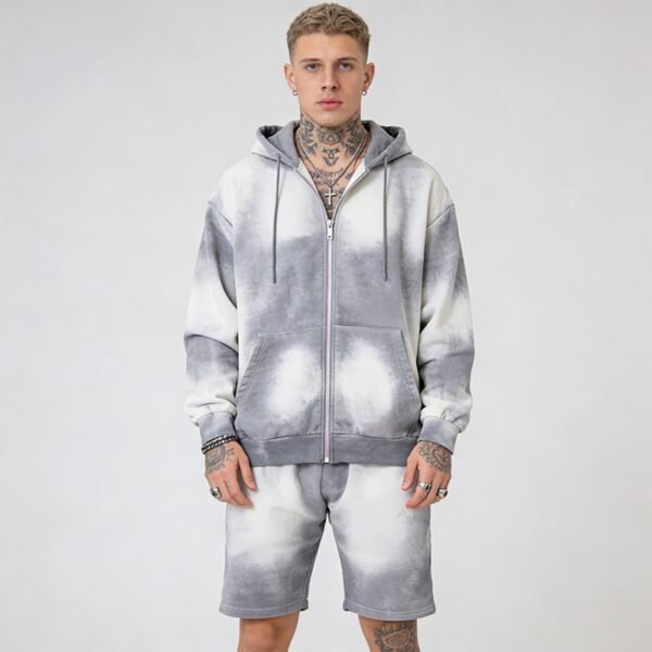 Custom Washed Zip Hoodie and Shorts Set | - Style C9B535 - product detail view 5 Custom Washed Zip Hoodie and Shorts Set | - Style C9B535 - product detail view 5