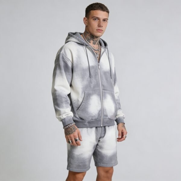 Custom Washed Zip Hoodie and Shorts Set | - Style C9B535 - product detail view 6 Custom Washed Zip Hoodie and Shorts Set | - Style C9B535 - product detail view 6