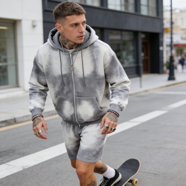 Custom Washed Zip Hoodie and Shorts Set | - Style C9B535 - product detail view 7 Custom Washed Zip Hoodie and Shorts Set | - Style C9B535 - product detail view 7