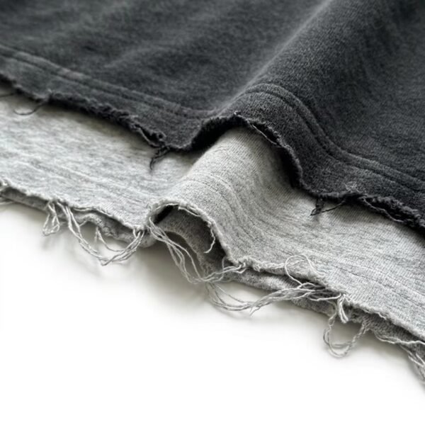 Custom Washed Layered Raw-Hem Cropped T-Shirt | - Style BBC8BE - product detail view 2