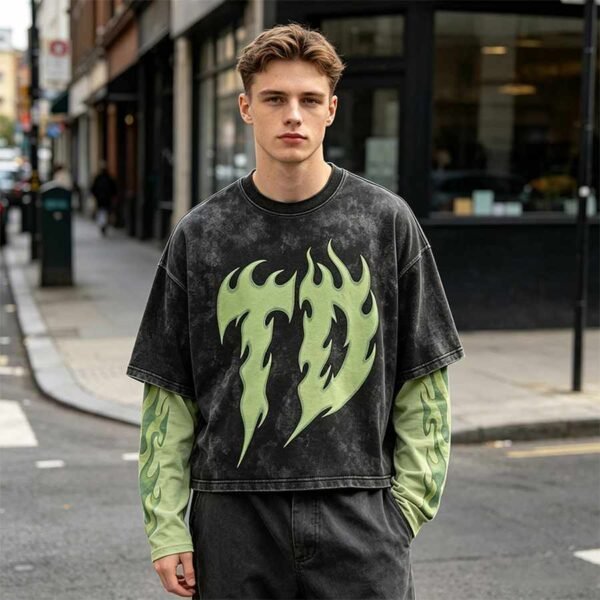 Custom Washed Layered Graphic Streetwear T-Shirt - Style 6C4A58 Custom Washed Layered Graphic Streetwear T-Shirt - Style 6C4A58
