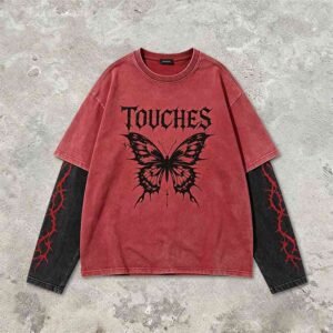 Custom Washed Spliced Layered Graphic T-Shirt - Style 308CD2