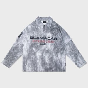 Custom Washed Long Sleeve Collar Jersey - Style 0B0F4B
