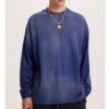 Custom Washed Gradient Long Sleeve T-Shirt - Style 2D5BC4 Blue gradient washed oversized long sleeve t-shirt