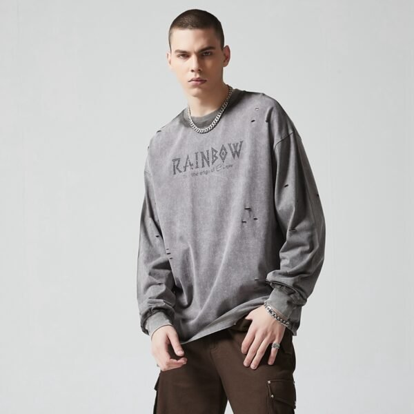 Custom Sun-Faded Distressed Long-Sleeve T-Shirt - Style 6D23FD - product detail view 3 Custom Sun-Faded Distressed Long-Sleeve T-Shirt - Style 6D23FD - product detail view 3