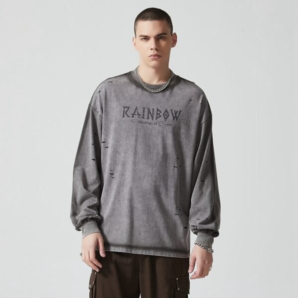 Custom Sun-Faded Distressed Long-Sleeve T-Shirt - Style 6D23FD - product detail view 4 Custom Sun-Faded Distressed Long-Sleeve T-Shirt - Style 6D23FD - product detail view 4