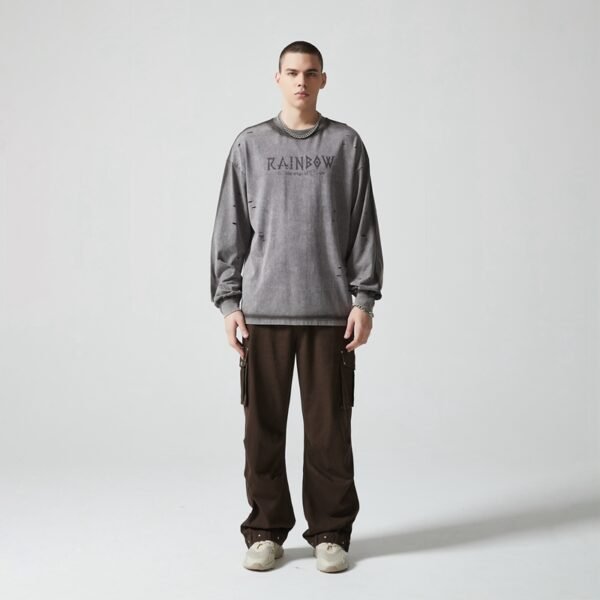 Custom Sun-Faded Distressed Long-Sleeve T-Shirt - Style 6D23FD - product detail view 6 Custom Sun-Faded Distressed Long-Sleeve T-Shirt - Style 6D23FD - product detail view 6
