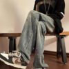 Custom Washed Loose Straight Denim Jeans - Style 3A69E3 Custom Washed Loose Straight Denim Jeans - Style 3A69E3