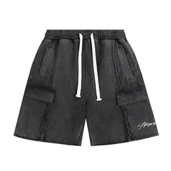 Custom Washed Loose Straight-Leg Shorts - Style AE8D4E - product detail view 4