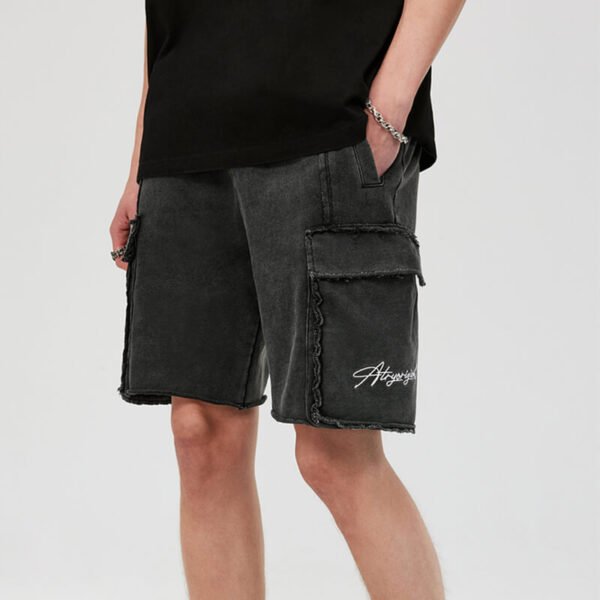 Custom Washed Loose Straight-Leg Shorts - Style AE8D4E - product detail view 7