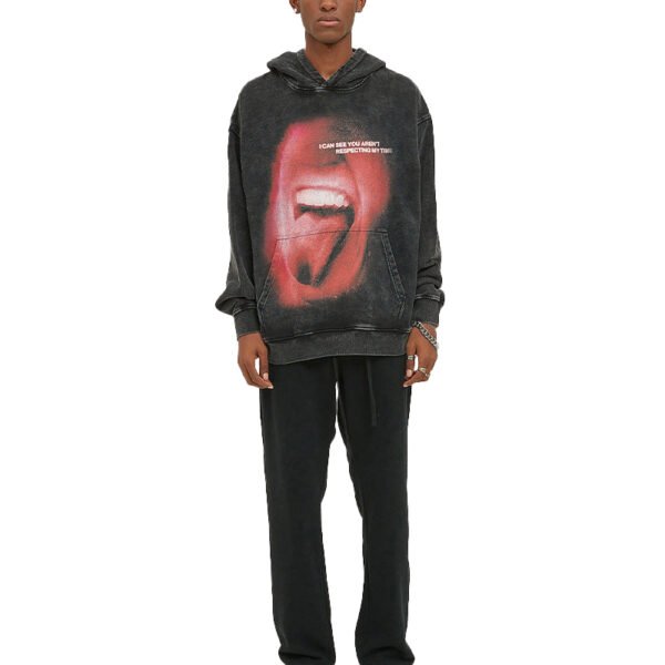 Custom Washed Mouth Graphic Pullover Hoodie - Style BDF640 - product detail view 3 Custom Washed Mouth Graphic Pullover Hoodie - Style BDF640 - product detail view 3