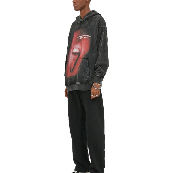 Custom Washed Mouth Graphic Pullover Hoodie - Style BDF640 - product detail view 4 Custom Washed Mouth Graphic Pullover Hoodie - Style BDF640 - product detail view 4