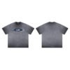 Washed gray heavyweight embroidered t-shirt with minimalist logo