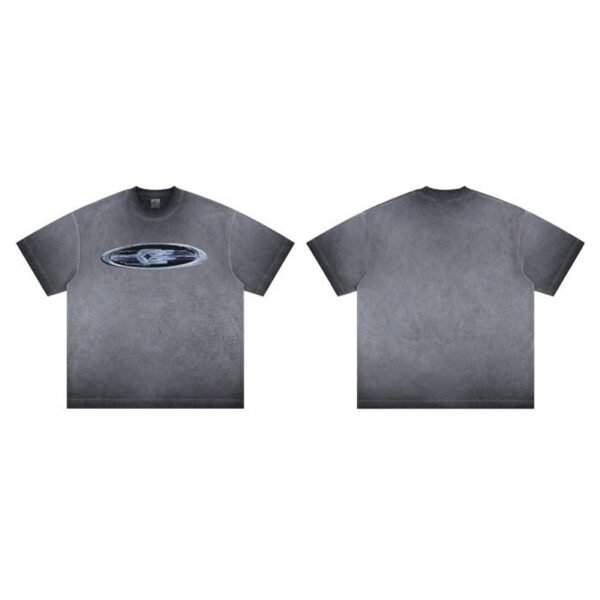 Washed gray heavyweight embroidered t-shirt with minimalist logo