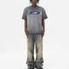 Custom Washed Oval Chest Embroidery T-Shirt - Style 227DD3 - product detail view 2