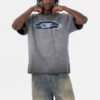 Custom Washed Oval Chest Embroidery T-Shirt - Style 227DD3 - product detail view 3