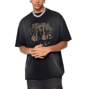 Custom Washed Oversized Graphic Crewneck T-Shirt - Style 6CE15A