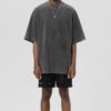 Grey washed oversized t-shirt with unique panel seam detailing