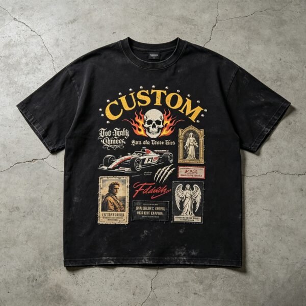 Custom Washed Patch Graphic T-Shirt VW-TS-67DF - Style 67DFC7 - product detail view 8 Custom Washed Patch Graphic T-Shirt VW-TS-67DF - Style 67DFC7 - product detail view 8