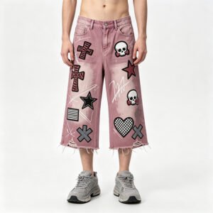 Custom Washed Patchwork Capri Pants - Style 9EE1DB