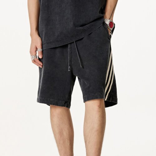 Custom Washed Patchwork Knee-Length Sport Shorts - Style 421C43 Custom Washed Patchwork Knee-Length Sport Shorts - Style 421C43