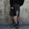 Custom Washed Patchwork Denim-Look Street Shorts - Style 8E3762 - product detail view 2