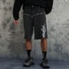 Custom Washed Patchwork Denim-Look Street Shorts - Style 8E3762 - product detail view 3