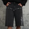 Custom Washed Patchwork Denim-Look Street Shorts - Style 8E3762 - product detail view 6