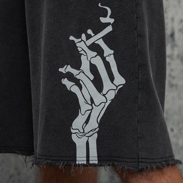 Custom Washed Patchwork Denim-Look Street Shorts - Style 8E3762 - product detail view 8
