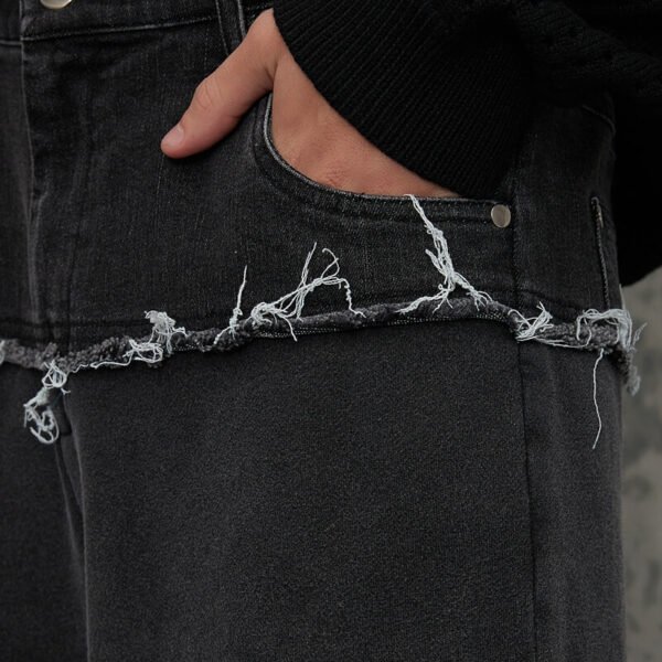 Custom Washed Patchwork Denim-Look Street Shorts - Style 8E3762 - product detail view 10