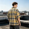 Custom Washed Plaid Rubber Print Short Sleeve Shirt - Style B67ADF - product detail view 5