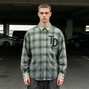 Custom Washed Plaid Screen Print Shirt - Style 59AD93