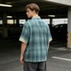 Custom Washed Plaid Binding-Control Shirt - Style A28563 - product detail view 4
