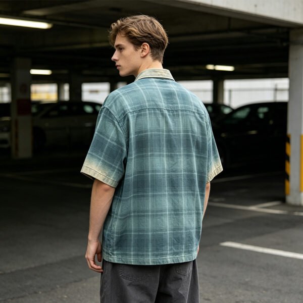 Custom Washed Plaid Binding-Control Shirt - Style A28563 - product detail view 4