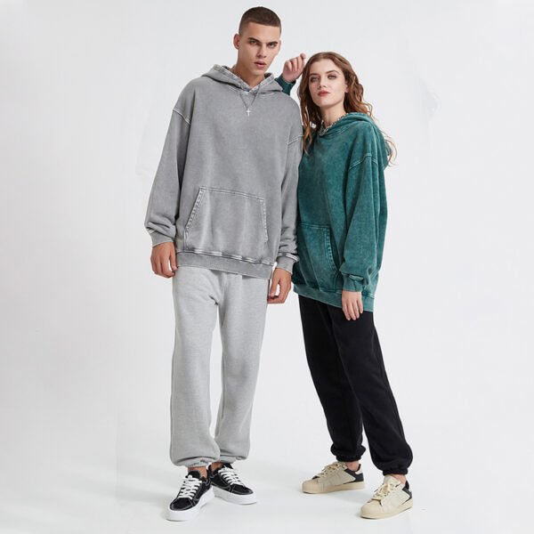 Custom Washed Pullover Hoodie with Elasticated Trims - Style 2C3CB8 - product detail view 2 Custom Washed Pullover Hoodie with Elasticated Trims - Style 2C3CB8 - product detail view 2