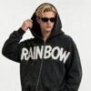Custom Washed Raised-Letter Zip Hoodie - Style F44BFA - product detail view 3 Custom Washed Raised-Letter Zip Hoodie - Style F44BFA - product detail view 3