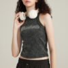 Custom Washed Rhinestone Fitted Sleeveless Tank Top - Style F6BF06 - product detail view 5