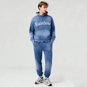 Custom Washed Rhinestone Pullover Hoodie Set - Style 27EA8A
